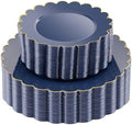 LIYH 60 Pcs Navy Blue Plastic Scalloped Plates with Gold Rim, Blue and Gold Disposable Patriotic Plates for Party Included 30 Dinner Plate 10.25 30 Dessert Plate 7.5 Inch for Party by LIYHLoveinyourheart