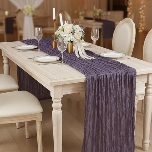 12 Pack Dusty Purple Cheesecloth Table Runner 120 Inch Boho Wedding Decor - Image 7