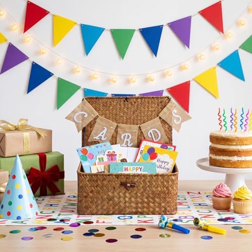 Geelin Seagrass Wedding Card Basket with Burlap Banner Woven,Coffee - Image 5