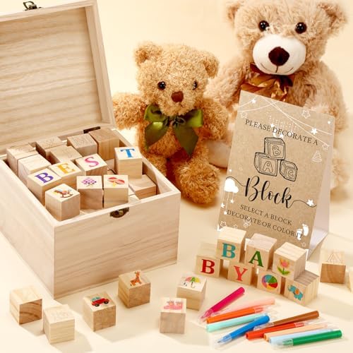 Marsui 136 Pcs Baby Shower Blocks to Decorate Game Kit, Cloud - Image 6