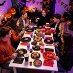 Red and Black Plates and Napkins Party Supplies, Include 9’’ Disposable Paper Plate, 7’’ Dessert Plates and Cups and Napkins Forks Set for Halloween, Christmas, Retirement, Birthday, Serves 50 - Image 6
