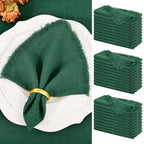 Showgeous 30 Pack Emerald Green Cloth Napkins with Fringe, 16x16 inch by Showgeous