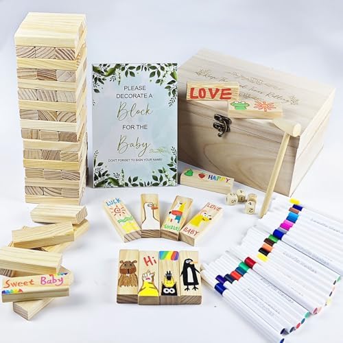 101pcs Fun Baby Shower Games Sign Kit, Baby Blocks for Baby Shower, 2 ways by EIGTWEN
