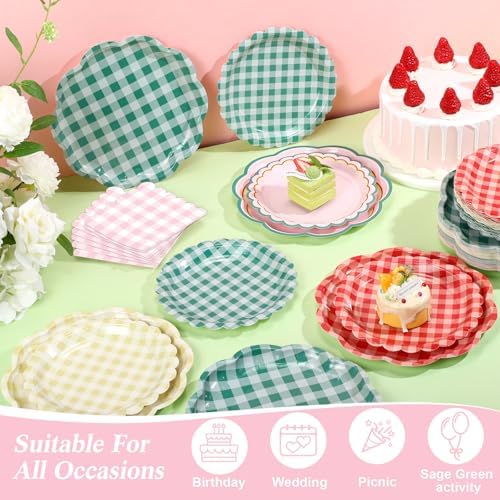 144 Pcs 48 Guests Camp Gingham Party Plates and Napkins - Image 5