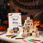 Novabright 113 Pcs Halloween Baby Shower Games Decorate a Block Game Sign - Image 2