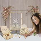 Wedding Guest Book Alternative - Round Drop Box with Heart Pieces - Rustic Wood & Acrylic Sign-in Book for Wedding Reception-Unique Wedding Keepsake Frame - Image 6
