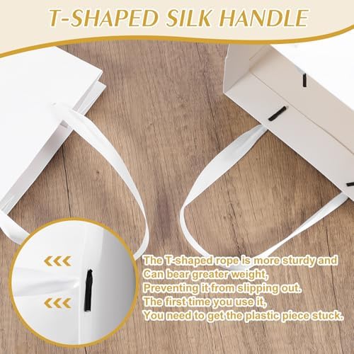 Ethhqu 30 Pack Medium White Gift Bags with Handles & 30 Tissue Papers - Image 4