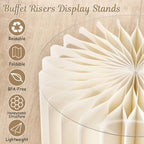 6Pcs Buffet Risers, Food Risers for Table, Foldable Cake Stands for Party, Paper Dessert Table Display Set, Cupcake Display Stand for Birthday Wedding Party Decoration (White) - Image 4