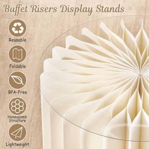 12Pcs Buffet Risers, Food Risers for Table, Foldable Cake Display Stands, Tall Cardboard Cupcakes Stand for Show Catering Desserts Jewelry Wedding Birthday Party Decoration (White) - Image 4