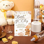 Trelaco 12 Pcs Bear Theme Cool Baby Shower Game Bottle Chug Wooden Sign Set - Image 2