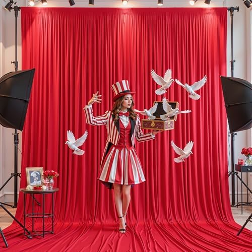 10x12ft Red Backdrop Curtain Panels for Parties - Wrinkle Free Polyester Photo Curtain Backdrop Wedding Back Drop Fabric Drapes for Party Decorations Background for Photography - Image 7