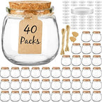 Syntic 40 Pack 7oz Small Glass Jars with Cork Lids,Mason Jars by Syntic