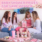 62Pcs Baby Shower Prizes for Guest Winners Handheld Fan Party Favor Set Thank You Gift with Plastic Tumbler,Notebooks,Hair Claw Gift Bags for Party Game Wedding Bridal Shower Favors (Pink, 6 Sets) - Image 5