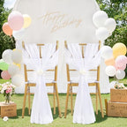White Chair Sashes for Wedding: 48 Packs 8ft Long Sheer Fabric Chair Covers - Party Banquet Ceremony Chair Decorations - Image 4