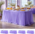 Wish Care 4 Pack Lavender Tulle Tablecloth for 6 Foot Rectangle Tables Stretch Fitted Rectangular Table Cloths Purple Wrinkle Free Ruffle Table Cover Tutu Skirt for Wedding Birthday Party Baby Shower by WishCare