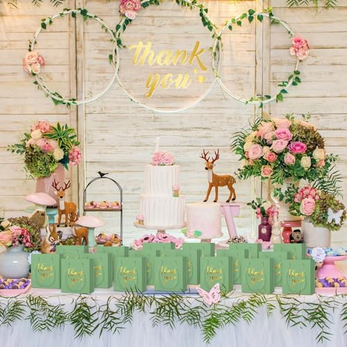 Honoson 60 Pcs Mini Thank You Gift Bag with Handle Bulk,Light Green - Image 5