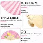 Roowest 50 Pack Paper Folding Fans Bamboo Wedding Favors, Pink - Image 3