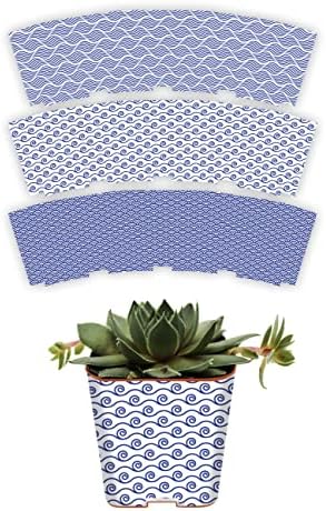 Succulent Pot Wraps for Wedding Favors, Baby Shower or Bridal Shower | Fits Most 2 Inch Square Pots | Peel and Stick Vinyl Wraps | Does Not Include Mini Live Plant or Pot (100 Wraps, Blue Waves) by PRODUCT80