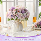 Tigeen 12 Bundles Peonies Artificial Flowers Faux Roses, Purple - Image 4