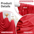 10ftx12ft Red Backdrop Curtains for Wedding Party 2 Panels 5×12FT Tall - Image 2