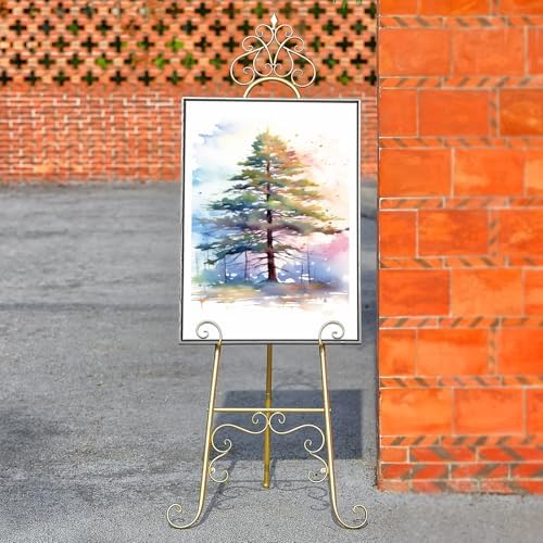 59" H × 22" L × 20" W Metal Easel Stand for Sign with Chain Support - Image 2