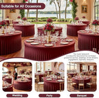 12 Pack 132inch Burgundy Round Tablecloth, Circle Stretch Table Cloths for 6 FT Tables, Wrinkle Free Round Table Skirt for Wedding Birthday Photography Party Social Events Engagement Party Decoration - Image 4