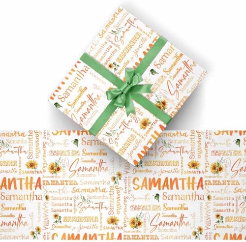 AOFUN Custom Name Gift Wrapping Paper Funny Gifts For Friends Multi Color Multi Color 1St Birthday Wrapping Paper Baby Girl Wrapping Paper Baby Shower 5 Rolls 58" x 23" - Image 2
