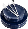 I00000 150Pcs Blue Plastic Plates, Disposable Plates with Silverware Set by I00000
