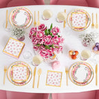 Ziliny 350 Pcs Floral Party Supplies Tableware Set Disposable 9'' 7'' Paper Plates 9 oz Cups Cutlery Napkins Dinnerware for Baby Shower Bridal Wedding 1st Birthday, Serve 50 (Floral, Rose Gold) - Image 6