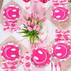 Kochorie 350 PCS Preppy Smiley Face Party Supplies Set for 50 Guests Includes Preppy Party Plates Cups Napkins Utensils for Birthday, Smiley Face Theme, Preppy Party Decorations Disposable Tableware - Image 6