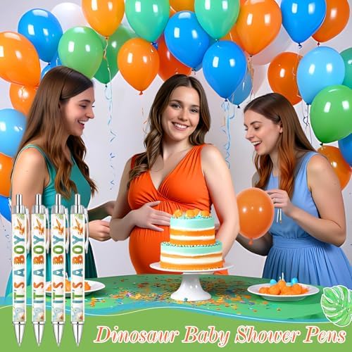 45 Pcs Baby Shower Ballpoint Pens Bulk for Guests Retractable Black Ink Pens Cute Animal Baby Shower Prizes Souvenirs Gender Reveal Guest Game Prizes Party Favors Gift for Guests (Dinosaur) - Image 4