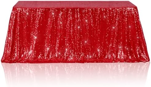 Poise3EHome Red Sequin Tablecloth 90×156 Inch Rectangle Sparkly Fabric Table Cloth for Birthday Wedding Christmas Party Holiday Baby Shower Decoration - Image 6