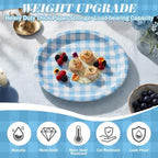 Pajean 350 Pcs Gingham Paper Plates and Napkins, Blue White - Image 4
