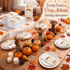Potchen 100 Pcs Linen Feel Napkins Disposable, Thanksgiving Pumpkins - Image 3