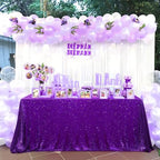 QueenDream Purple Tablecloth Sequin Fabric Table Cloths 90x90 Inch Halloween Party Decorations Purple Overlay Drapes Birthday Party Xmas Decorations - Image 4