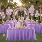 Suppromo 4 Pack 8ft Lavender Tulle Tablecloths for Rectangle Tables 8 Foot Rectangular Table Cloth Wrinkle Free Table Cover with Tutu Skirt for Wedding Baby Shower Birthday Party Banquet Buffet Cake - Image 4