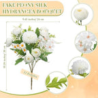Tigeen 12 Bundles Peonies Artificial Flowers Faux Roses, Pure White - Image 2