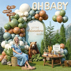 Let the Adventure Begin Baby Shower Decorations, 131 PCs Adventure Awaits Baby Shower Party Supplies with Mountain Backdrop, Balloon Garland, Mom to Be Sash for Boys Forest Woodland Party - Image 6