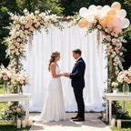 10x9.5 Ft White Backdrop Curtains for Parties, Polyester Photo Backdrop Curtain for Halloween Party, Wedding, Bridal Baby Shower, Stage Decoration, Photoshoot Background (2 Panels 5x9.5Ft) - Image 4