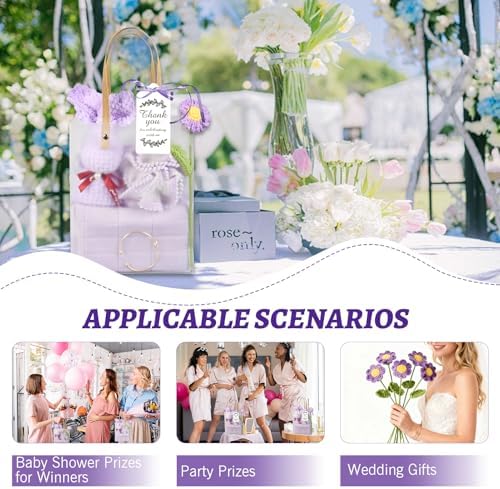6 Sets Baby Shower Prizes for Winners Baby Shower Favors Gift Set including Towels Makeup Bags Bracelets Crocheted Daisies Headbands party favors for Guests and Games - Image 6