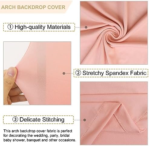 FANPROMS Wedding Arch Cover Dusty Rose 5FT 6FT 7FT Arch Backdrop Cover Set of 3 Spandex Arch Stand Cover Round Top Arch Backdrop Covers Chiara Arched Cover for Bridal Shower Banquet Party Decorations - Image 2