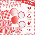 Red 254 Pcs Gingham Plates Napkins Party Supplies for 50 - Image 2