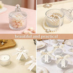 JarThenaAMCS 12 Sets Pearl Baby Shower Empty Candle Jar with with Lid Pearl Ribbon Bow Thank You Tag Candy Crystal Canister for Wedding Baby Shower Birthday Gift Supplies - Image 5