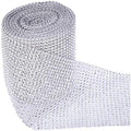 MaikOn Ribbon for Flower Bouquet, 24 Row 10 Yard Diamond Sparkling Rhinestone Mesh Ribbon Roll DIY Arts Crafts Wedding Birthdays Baby Shower Decorations - Silver, as described by MaikOn