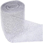 MaikOn Ribbon for Flower Bouquet, 24 Row 10 Yard Diamond Sparkling Rhinestone Mesh Ribbon Roll DIY Arts Crafts Wedding Birthdays Baby Shower Decorations - Silver, as described by MaikOn