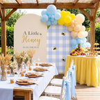 Set of 2 Little Honey Arch Backdrop Cover 2PCS Honey Bee Baby Shower Spandex Arch Covers Blue Gingham Gender Reveal Birthday Party Decoration (Cream Beige,6FT & 5FT) - Image 6