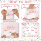 Wildflower Baby Shower Diaper Game Set Baby Shower Favor 1 Spring Floral Games Board Diapers 10 Pink Plastic Balls 1 Wildflower Game Instruction Sign for Flower Gender Reveal Games Decoration - Image 4