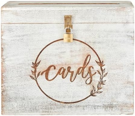 Wooden Wedding Card Box with Lock and Card Slot for Reception, Party W13 - Image 3
