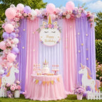 Mermaid Backdrop Curtain 15ftx10ft - White Pink Lavender Satin Drapes - Image 5