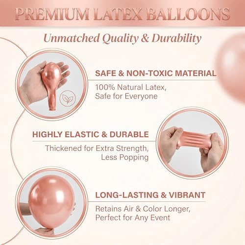 HIINS Rose Gold White Balloon Stand Kit Set of 2 with Base for Party Decor - Image 6